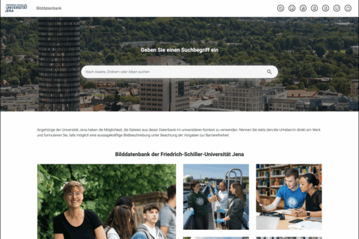 Screenshot der Startseite Canto Bilddatenbank