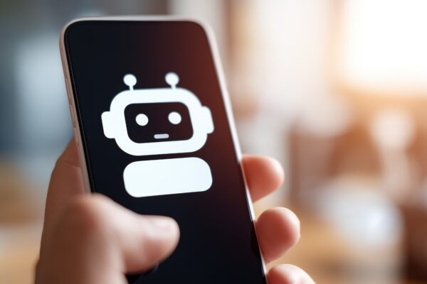 Icon eines Roboters auf dem Smartphone-Bildschirm